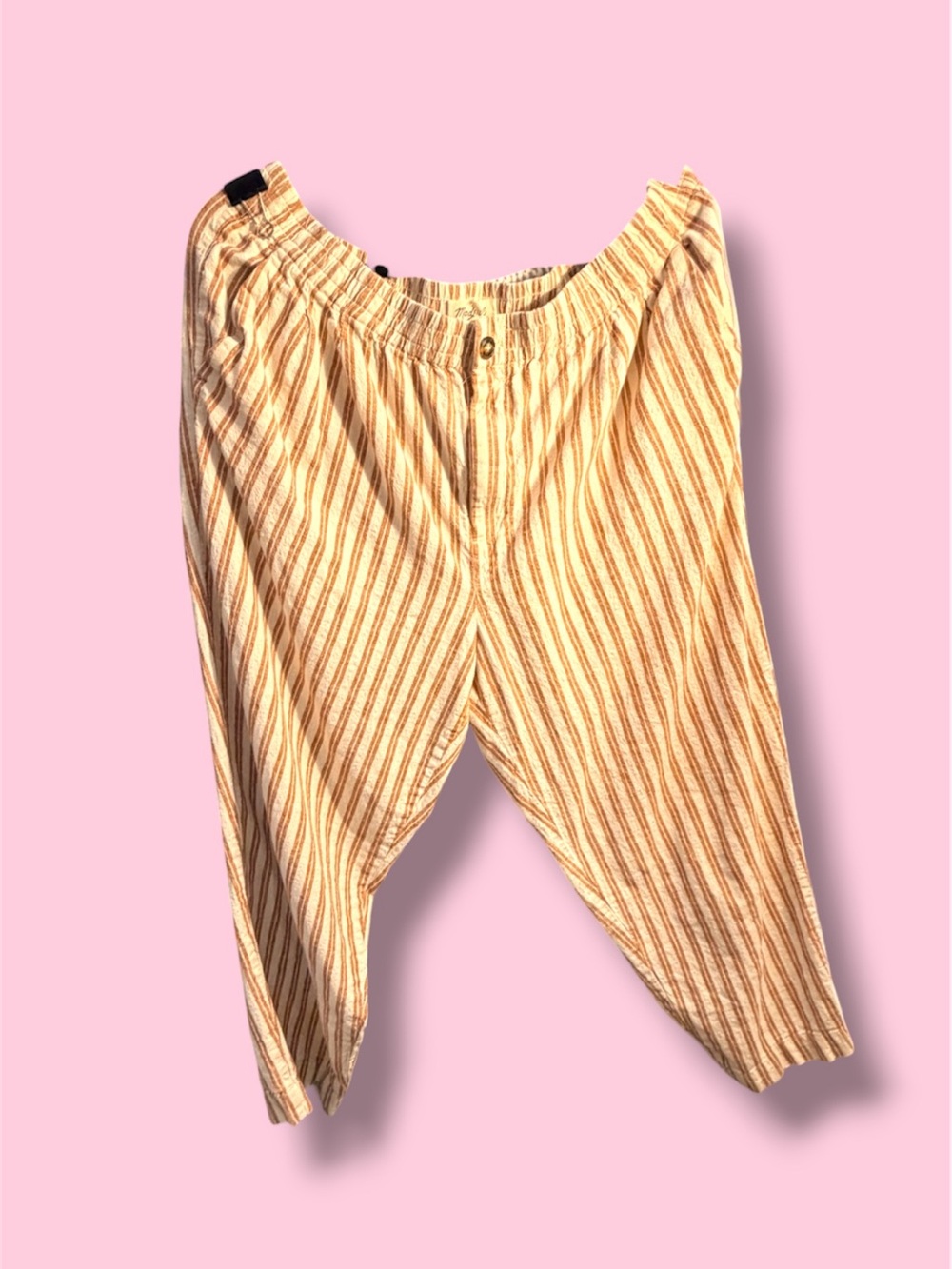 Madewell Beige and Brown Striped Wide Leg Pants